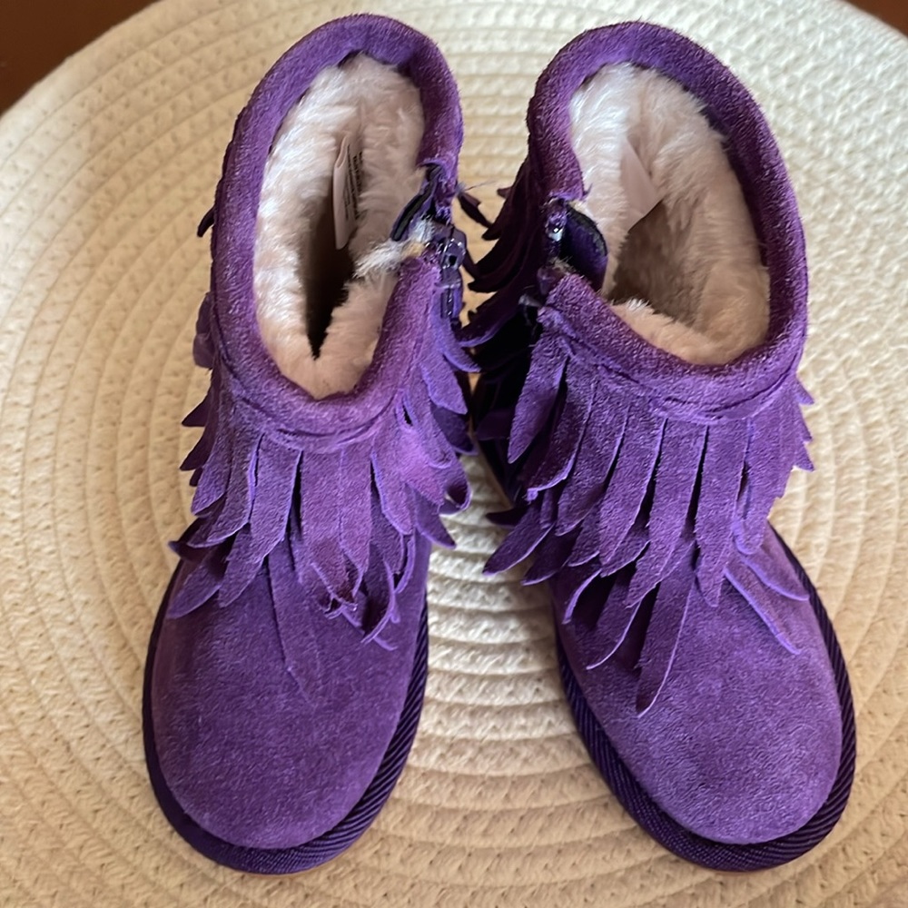 Suede Leather Fringe Purple Boots Size 6 Toddler